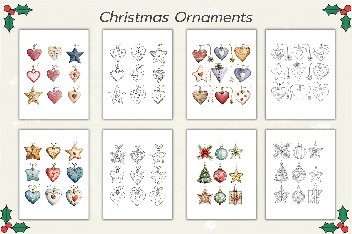 150 Christmas Coloring Pages Bundle, a Seasonal Illustration by Daffodil Dream Studio (Photo 12 of 18)