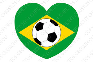 Brazil Brazillian Flag Soccer, a Sport Illustration by Christos Georghiou