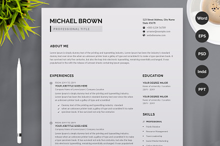 Minimal Resume/CV Template, a Resume Template by Aspect_Studio