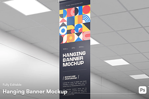Banner Mockup - Hanging Ceiling View, a Mockup by graphicsauce