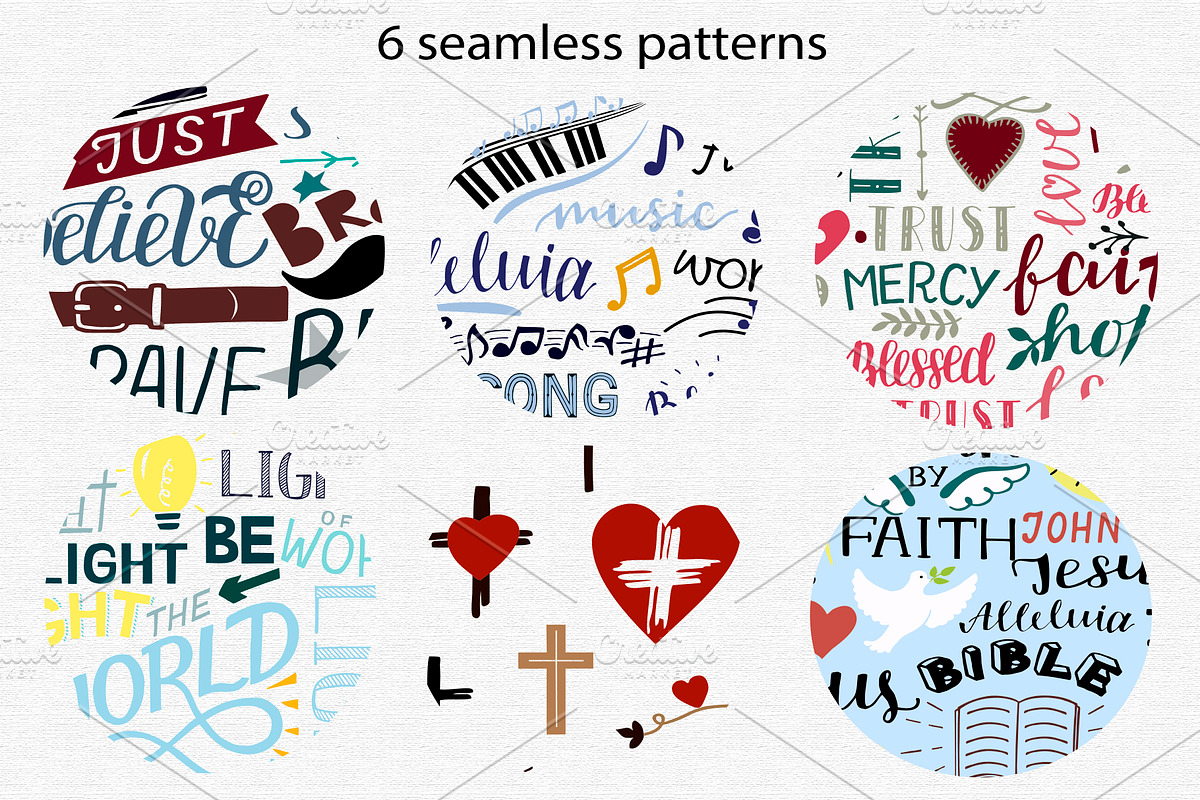 6 CHRISTIAN PATTERNS #2, a Pattern Graphic by Ola-la-la (Photo 2 of 5)