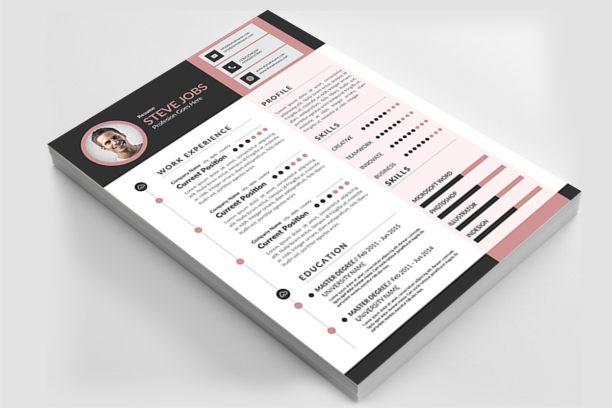 Clean & Bright CV  Resume Template, a Resume Template by graphicforest (Photo 4 of 9)