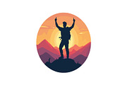 Sunset Hiking Silhouette  Bundle, an Object Graphic by yasushie (Thumbnail 8 of 16)
