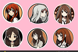 Anime Girl Sticker Kawaii Clipart