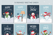 Christmas snowmen & cards, a Seasonal Illustration by Valeria Soloveva (Thumbnail 5 of 6)