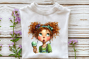 Whimsical Summer Funny Girls Clipart, an Illustration by OK Design (Thumbnail 6 of 6)