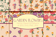Garden Flowers patterns & clipart, a Pattern Graphic by Carpet Tapete Pretzel (Thumbnail 1 of 15)
