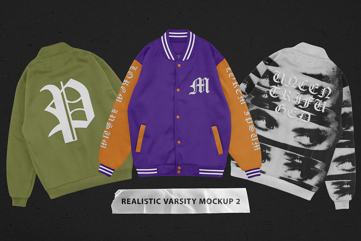 Realistic Varsity Mockup 2, a Hoody Mockup by Uncentrifuged Pressure (Photo 1 of 6)