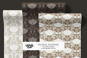 Floral Damask Patterns, a Wallpaper Graphic by Bloomart Studio (Thumbnail 1 of 6)