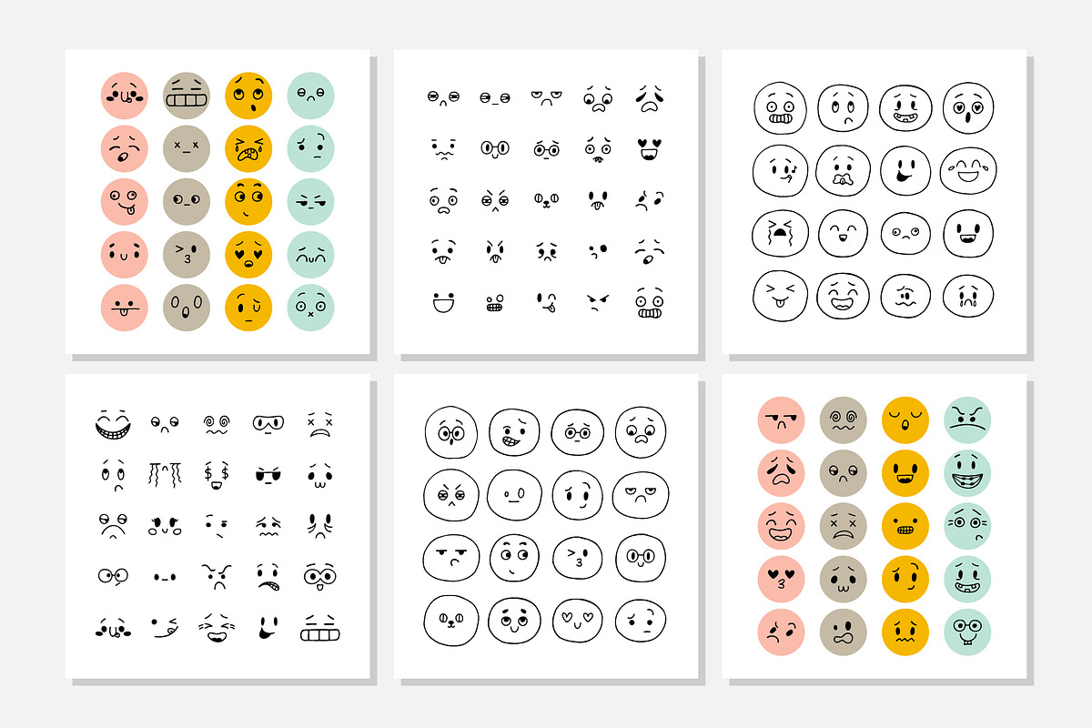Set of smiley faces. Emoji. Smile!, a Person Illustration by Helen Sko (Photo 5 of 8)