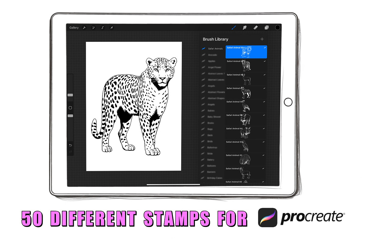 50 Safari Animals Procreate Stamps, a Brush Add-On by Procreate Sale (Photo 2 of 6)
