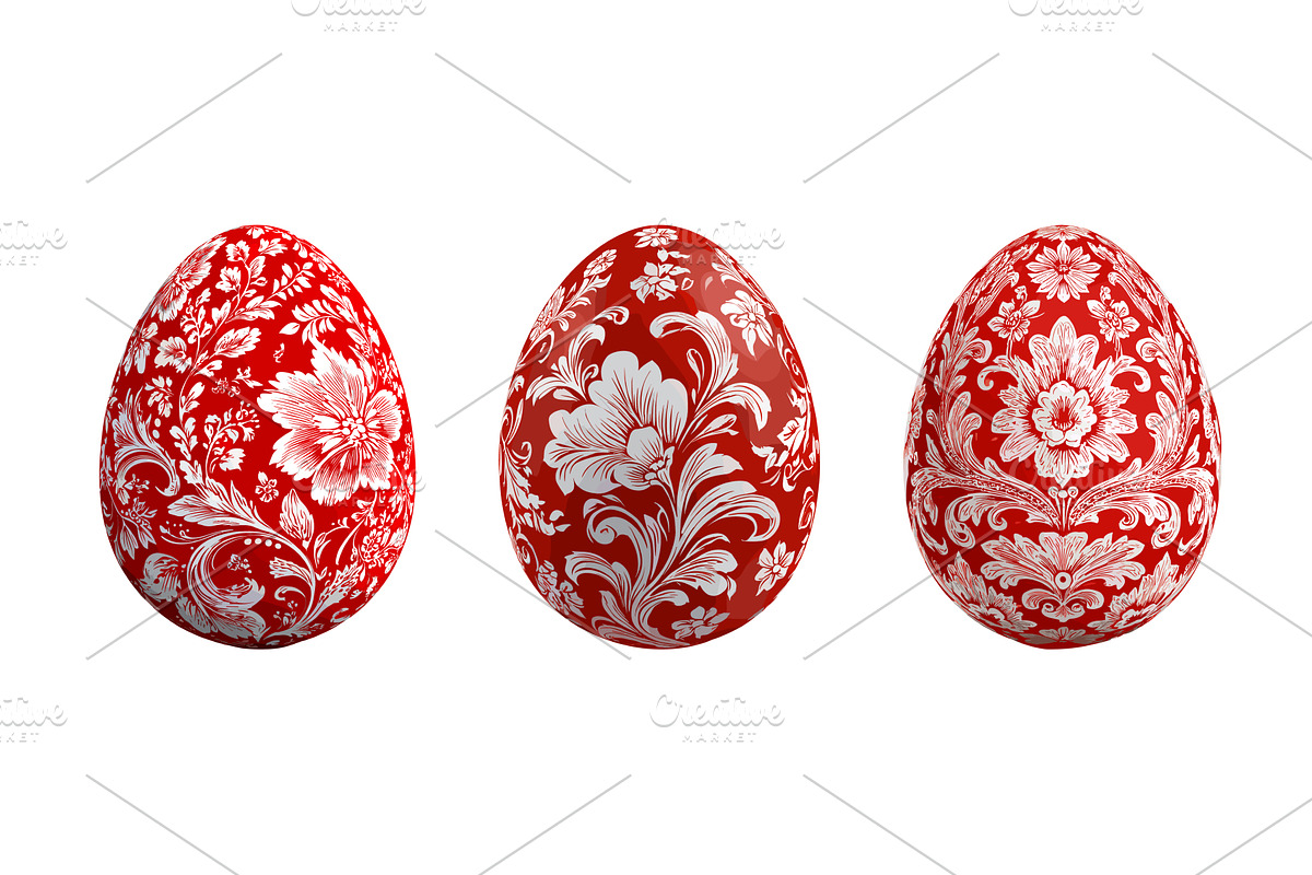 Realistic painted eggs. Red egg, an Object Illustration by Stock-Smart-Start