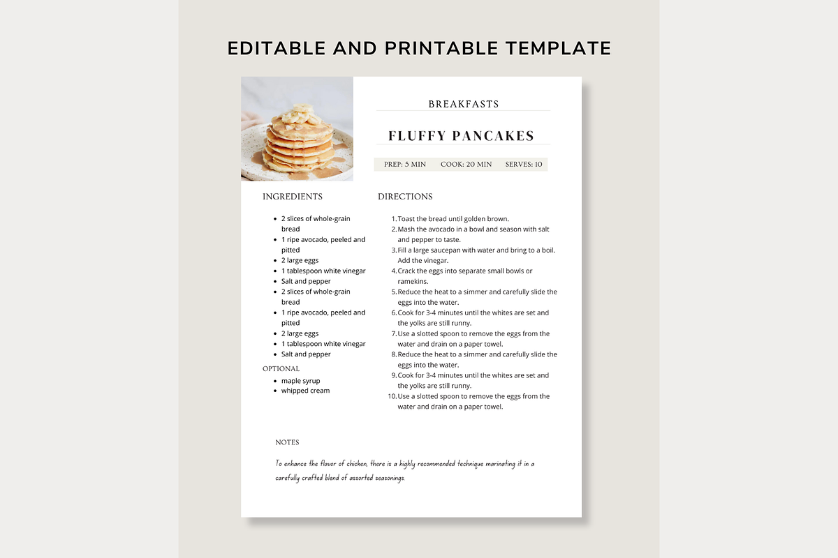 Modern Recipe Template for Canva, a Card Template by OrganizationOasisRo (Photo 3 of 10)