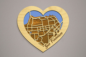 San Francisco Map Laser Files Heart