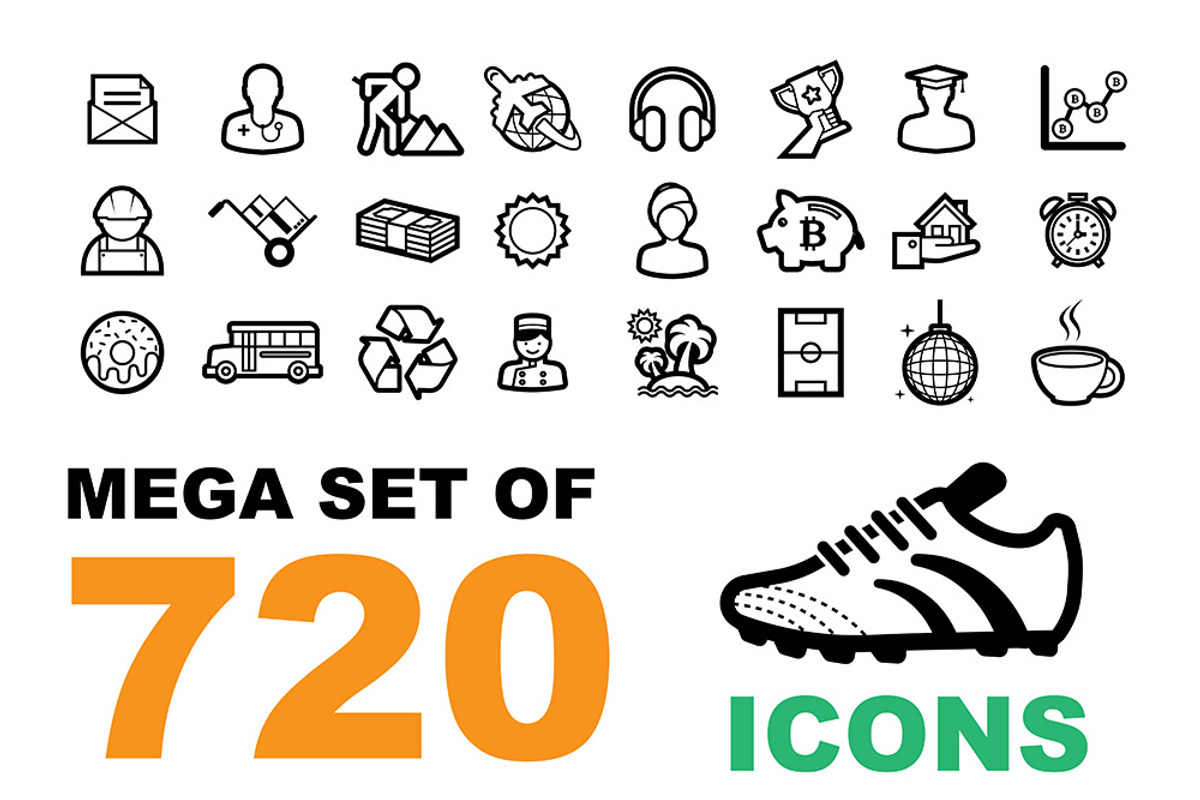 Mega set of 720 icons ( EPS. + PNG.)