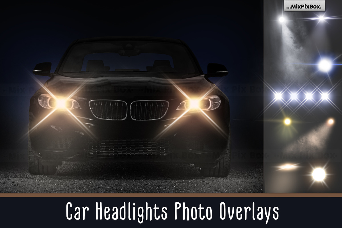 Car Headlights Photo Overlays, an Object Graphic by MixPixBox (Photo 1 of 4)