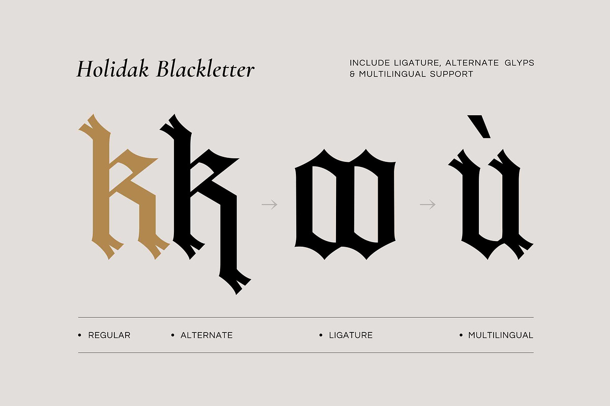 Holidak - Blackletter Display Font, a Font by Fype Co. (Photo 2 of 6)