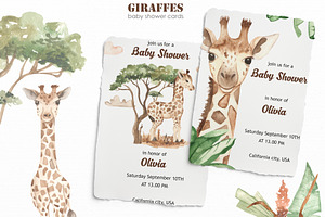 Giraffes. Watercolor Collection