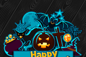 Happy Halloween Sticker Set.