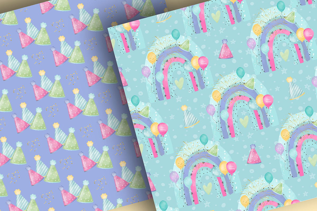 Birthday Party digital papers, a Pattern Graphic by designloverstudio (Photo 5 of 7)