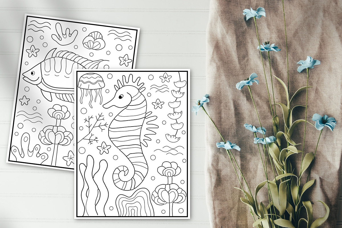 10 Coloring Pages | Sea life, an Animal Illustration by ChristinaDesigns (Photo 4 of 8)