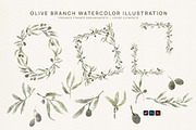 Olives Branches Watercolor, a Seasonal Illustration by slowlivecreate (Thumbnail 4 of 5)