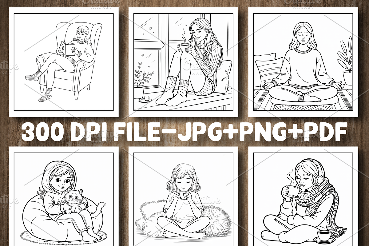 Cozy Girl Moment Coloring Book, a Healthcare Illustration by Design Station (Photo 4 of 5)