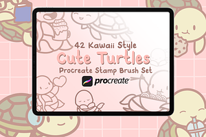 Procreate Stamps - Kawaii Turtles