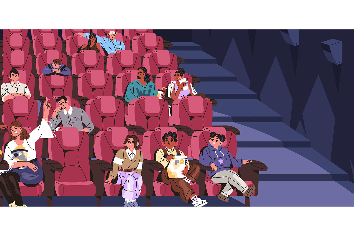 People watch movie in cinema banner, a Person Illustration by PaperTrident (Photo 4 of 4)