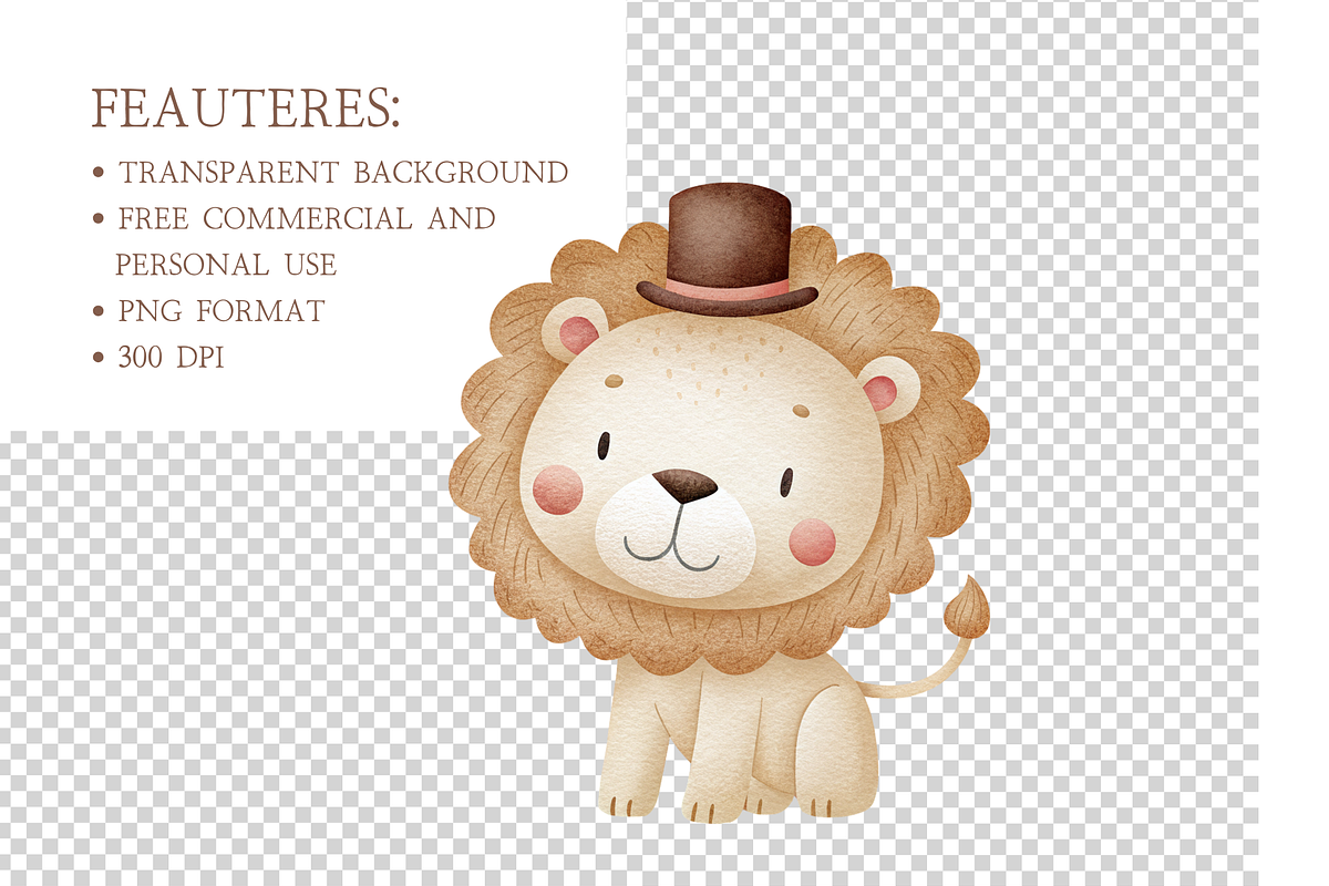 Watercolor Animal Circus Clipart Set, an Illustration by MockupWizard (Photo 5 of 6)