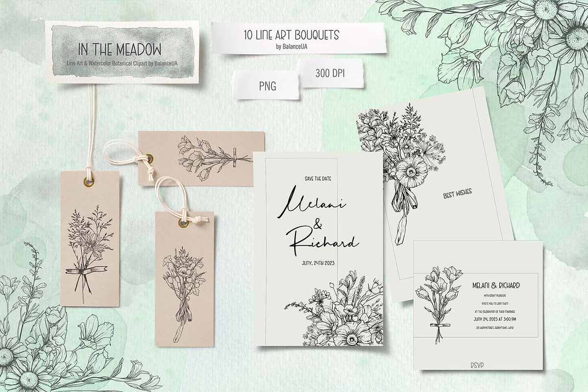 Wildflower Line Art Clipart, a Decorative Illustration by BalanceUA (Photo 6 of 18)