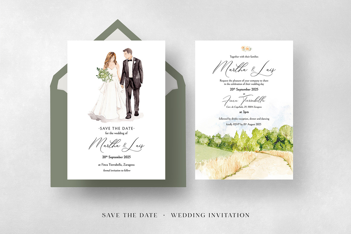 Bride & Groom Wedding Invitation, an Invitation Template by BlueRobinDesignShop (Photo 6 of 6)