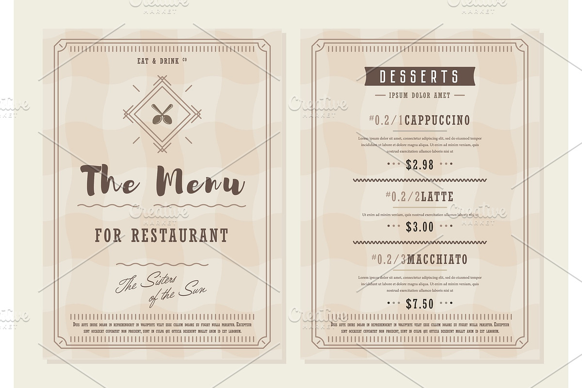 Restaurant menu design template, a Food Illustration by studioworkstock