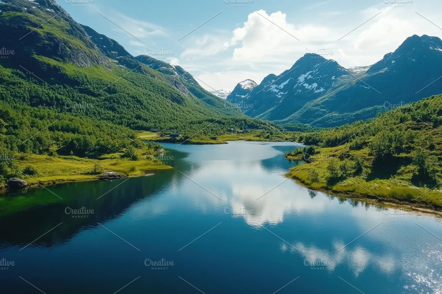 Stunning aerial view of peaceful riv, a Photo by Iftikhar Alam