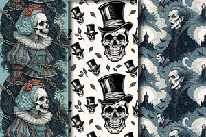 Seamless Pattern Set Gothic Classics