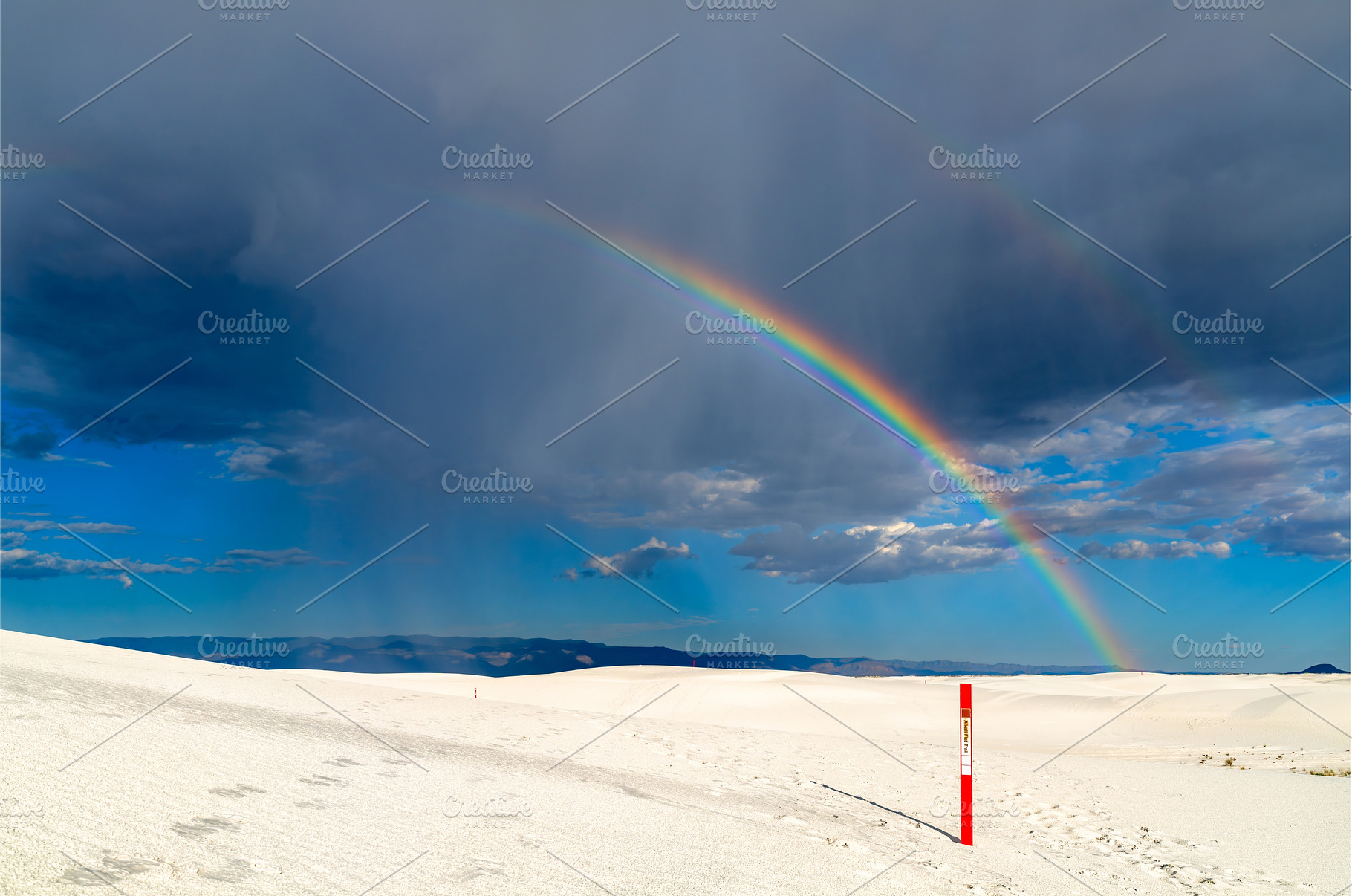 Rainbow over white gypsum dunes at, a Nature Photo by Leonid Andronov