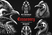 10 Bundle Dark Art Cassowary Bird, an Illustration by Morspective (Thumbnail 1 of 7)