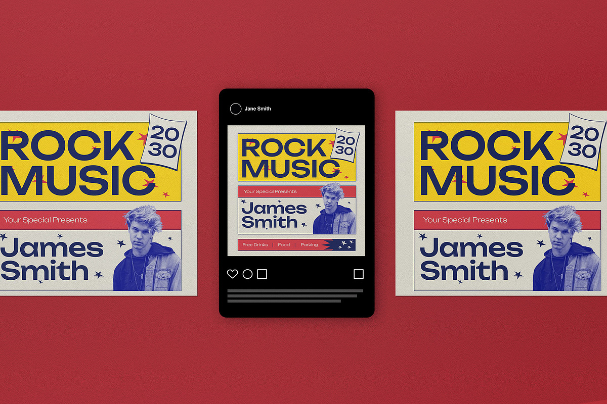 Vintage Rock Music Flyer Set, a Flyer Template by graphicook (Photo 3 of 4)
