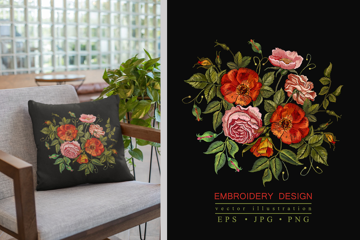 Embroidery roses and peonies, an Illustration by Matrioshka (Photo 1 of 9)