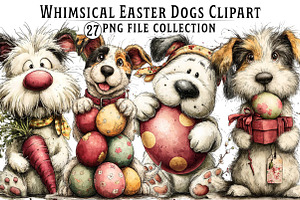 Whimsical Easter Dogs Clipart, an Illustration by Dream Creation
