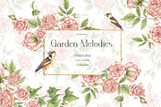 Watercolor Garden Melodies, a Decorative Illustration by MayaNavits (Thumbnail 1 of 10)