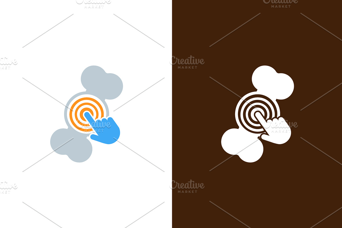 Vector bone and hand cursor logo, an Illustration by GraphiShop