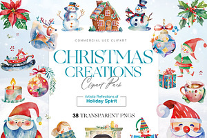 Watercolor Christmas Clipart, Cozy