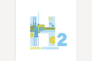Green and blue hydrogen production., an Outline Icon by Anna's Shop