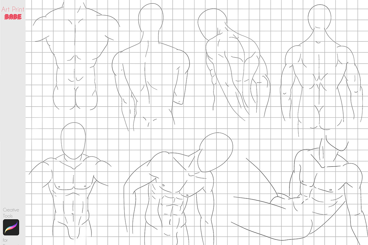 Procreate Pose Maker Body Guides, a Brush Add-On by ArtPrintBabe