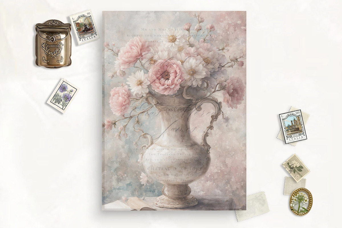 Peonies Vellum Art Print Overlay, a Stationery Template by SilverJoyAtelier (Photo 2 of 2)