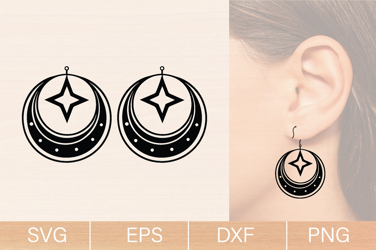 Moon & Stars Earring Svg Bundle, an Object Graphic by jannatulpakhi (Photo 5 of 6)