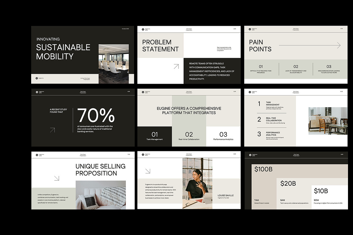 Minimal Black White Pitch Deck PPT, a Presentation Template by Neermana (Photo 2 of 4)