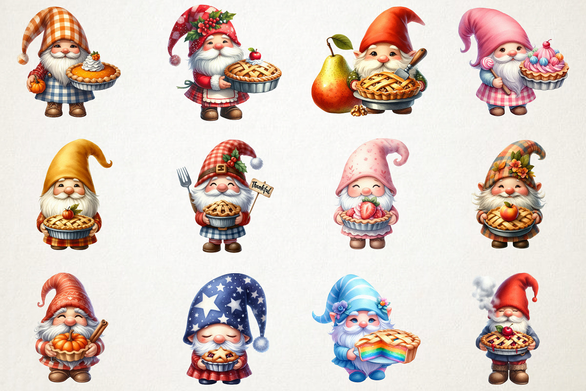 Gnome Holding Pie Clipart, an Illustration by RobertsArt (Photo 6 of 7)