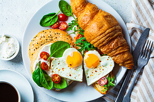 Valentine's day breakfast concept.